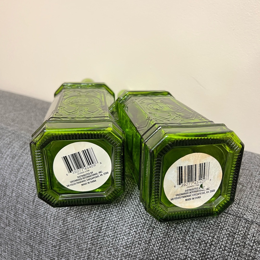 Elegant Green Glass Bottles - Set of 2 - Picture 3 of 3
